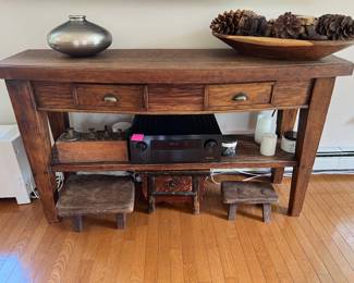 45. Rustic 2 Drawer Console Table (59" x 19" x 33")