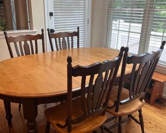 9. 2 Tone Dining Set - Table (66" x 44" x 30") w/ 1-18" leaf and 4 Side Chairs 