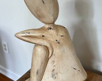 21. Wood Sculpture of Seated Person 