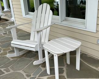 3. White Adirondack Rocker and Side Table 2pc Set