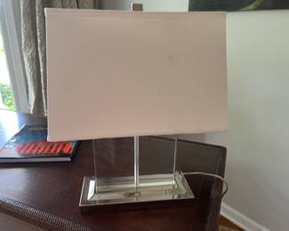 25. Glass Contemporary Lamp on Polished Nickel Base (21"h)