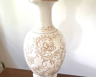 33. Pair of White Ceramic Lamps w/ Gilt Accent