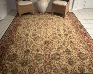 83. Pair of Woven Rattan Chairs (22" x 21" x 39")
84. Gold Rug (7'10" x 9'8") 
85. Pot w/ Crackle Finish (22")