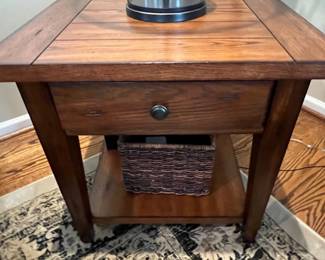 20. Plank Top 1 Drawer End Table (24" x 24" x 24")