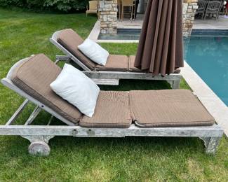 112.  Pair of Smith & Hawken Teak Chaise Lounges