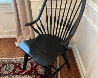 14. Set of 8 Black Windsor Chairs 2 Arm Chairs (21" x 17" x 42") 6 Side Chairs (18" x 18" x 42")