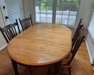 9. 2 Tone Dining Set - Table (66" x 44" x 30") w/ 1-18" leaf and 4 Side Chairs 