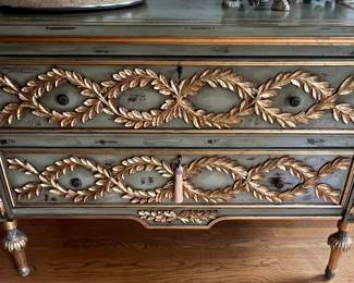 8. 2 Drawer French Provincial Chest w/ Gilt Accents (47" x 23" x 34")