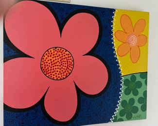 71. Signed Flower Canvas (29" x 24")