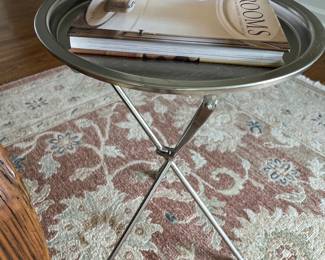 57. Silver Accent Table w/ Tripod Base (15" x 22")