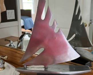 39. Metal Sailboat w/ Metal Base