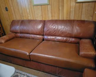 Leather sofa & matching chair
