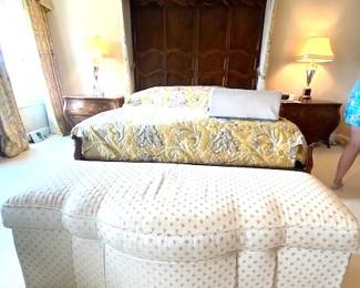 SOLD   $ 195 Upholstered Storage Bench     59" wide x 25" deep x 20" high    no spots 