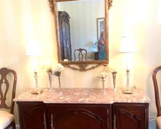  Sale Price is  $295 !!$795  Credenza with Marble Top  by Century    60" wide x 18.5" deep x 28.5 " tall    Great Condition 