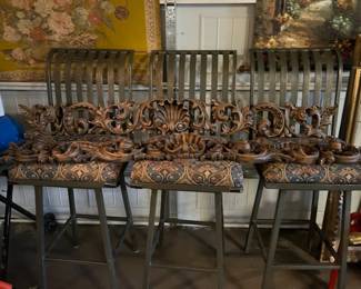 Set of 3 bar stools, garage