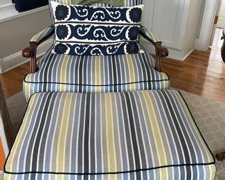 Ethan Allen Harris Club Chairs with Coordinating Harris Ottomans (2 available)