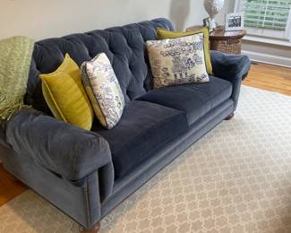 Ethan Allen Chadwick Sofa with Nailhead Trim and  Custom Navy Fabric (2 available)  85" W x 42" D x 36" H