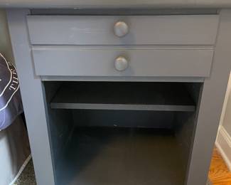Painted Wood 1 drawer nightstand with shelving 25” H x 16” D x 21” W