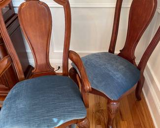 8 upholstered American Drew/Bob Mackie Splat Back side chairs, 2 arm chairs. side chair:  24" W x 24" D x 45" H. Arm chair:  26" W x 24" D x 45" H