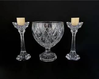 Mikasa Crystal Candlesticks Crystal Centerpiece Bowl 