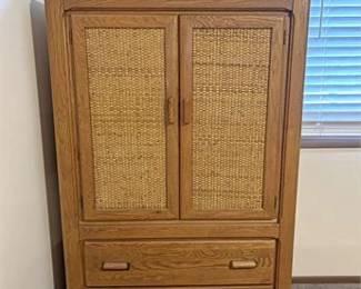 Broyhill Mid Century Cane Armoire 