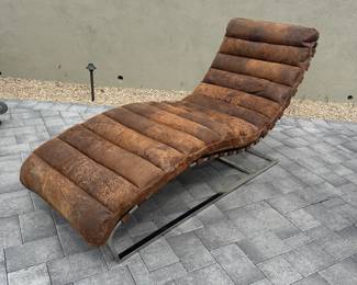 Restoration Hardware Oviedo Leather Chaise Lounge