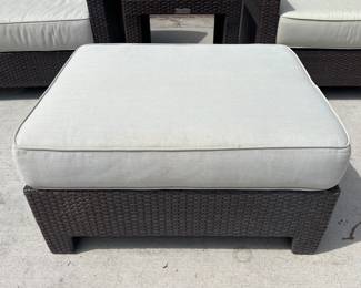 Restoration Hardware Outdoor Patio Wicker Club Chairs & Ottoman