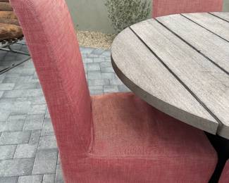 Restoration Hardware Outdoor Patio Trestle Dining Table & Slipcovered Chairs