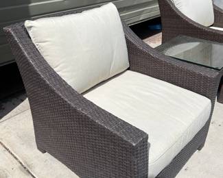 Restoration Hardware Outdoor Patio Wicker Club Chairs & Ottomans