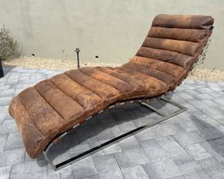 Restoration Hardware Oviedo Leather Chaise Lounge