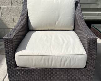 Restoration Hardware Outdoor Patio Wicker Club Chairs & Ottomans