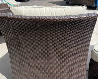 Restoration Hardware Outdoor Patio Wicker Club Chairs & Ottomans