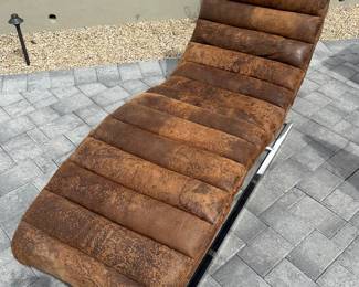 Restoration Hardware Oviedo Leather Chaise Lounge