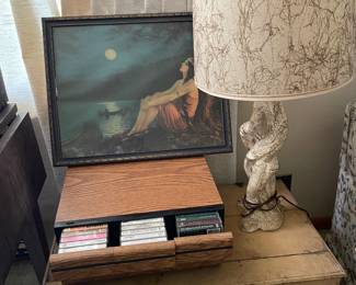 Great lamps, cassettes, great lamp ( one of 2) and wall art