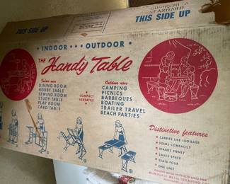 New in the box vintage collapsible camping table
