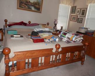 King size M-C maple 6 cannonball bed frame....2 adjustable beds with separate remote controls