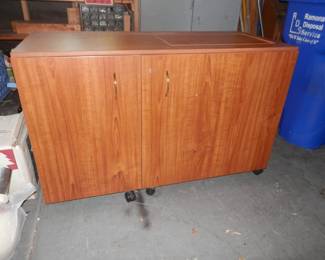 KOALA rolling sewing cabinet...teak finish....see next photos