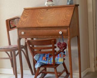 Tiger oak (quarter sawn) antique drop front writing desk
