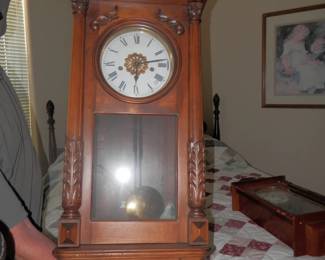 Westminster chime wall clock in beautiful cabinet but needs overhall....priced accordingly and have direct referral for clock repair
