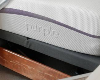 PURPLE  mattress..... super comfortable and super clean....covered with several mattress pads.... on adjustable bed frame with wireless remote