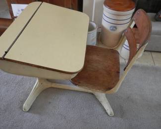 50's children's school desk....swivel chair and flip top storage desk compartment