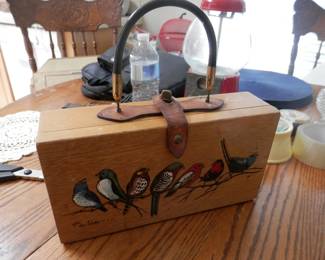 Hand made and hand painted wooden purse