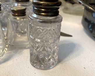 Sterling silver button top salt/pepper shakers