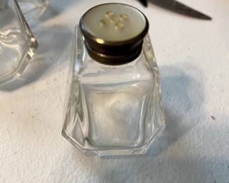 sterling silver button top antique salt/pepper shakers