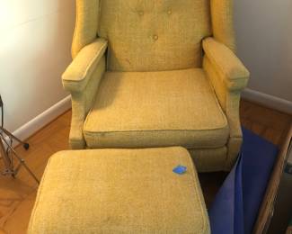 Mid Century; MCM Lounge Chair with foot stool; original upholstery