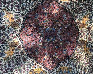 Antique Persian Rug with Lions; Serpents; Tree of Life