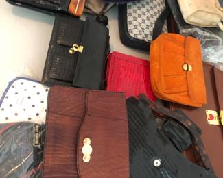 Vintage leather, suede, snake skin purses