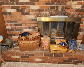 Longaberger baskets collection. Artwork including a bronze bust
