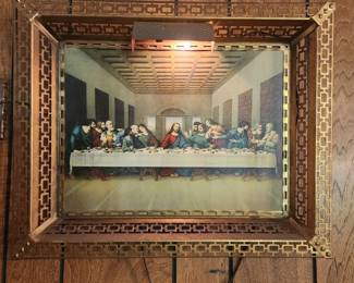 Last supper framed/lights up.