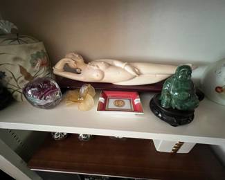 Large solid Ivory Asian Lady, over 12 inches in length